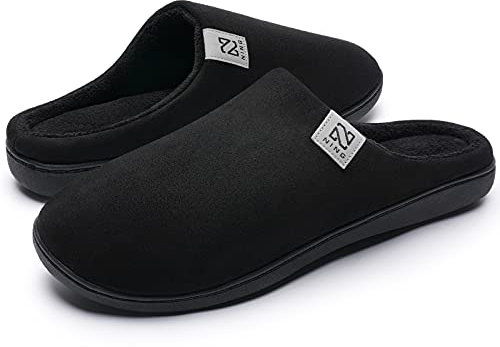 WateLves Zapatillas Hombre Mujer Invierno CáLido Zapatos Memory Foam Casa Antideslizante Pantuflas (Negro, 44/45 EU)