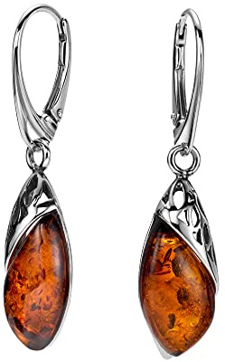 Copal Boucles DOreilles Authentiques En Argent Avec Ambre En Forme De Goutte De Fabrication EU