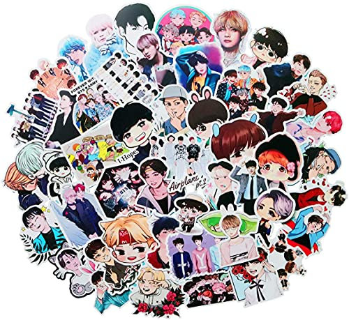 DMF BTS Aufkleber Cute VSCO Aufkleber für Wasserflaschen, 50 Pack Laptop Aufkleber Trendy Ästhetische Aufkleber für Gitarre Computer Telefon, Wasserflasche Aufkleber für VSCO Mädchen Teens (BTS)