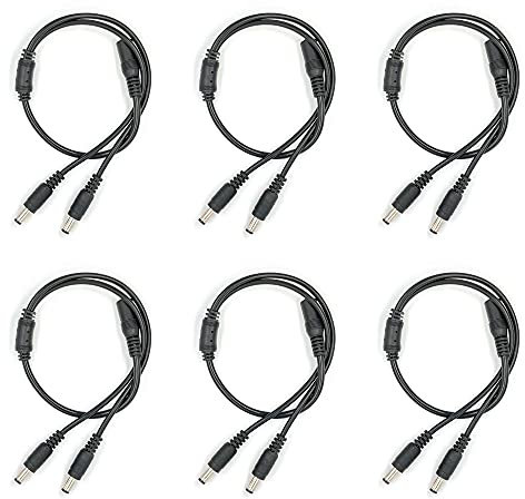 Lewttyer 5,5x 2,1mm DC Power Stecker Y Verteiler Kabel CCTV Strom Splitter 1 Buchse auf 2 Stecker Y Splitter für DVR Standalone LED Streifen(6pcs