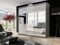 GSW Bedroom Furniture Modern Full 2 and 3 Mirror Sliding Door Wardrobe With Shelves And LED Light, Hanging Rail (250CM, Gray)
