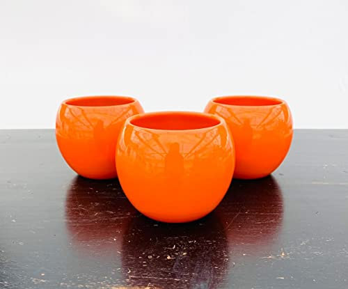POWERS TO FLOWERS - SET 3 VASI SFERICI ARANCIONE, VASI IN CERAMICA + PIANTA IN OMAGGIO
