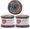 Red Heart Roll with It Melange Garn, 100% Acryl, Stärke 4 (Medium/Worsted), 356 m, Stricken/Häkeln, Blau/Lila (Show Time), 3er-Pack à 150 g