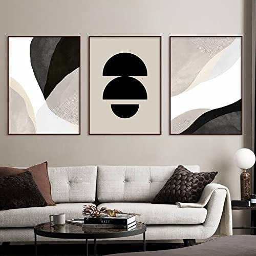 BDHcdfAJGf Affiche Minimaliste Imprimer Noir Beige Géométrique Murale Art Abstrait Toile tableau Peintures Image Contemporaine Pour Salon Decoration À La Maison 50x70cmx3 Sans Cadre