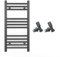 400mm Wide Straight Anthracite Grey Heated Bathroom Towel Rail Radiator With Valves For Central Heating UK (With Angled Valves, 400 x 700 mm (h))
