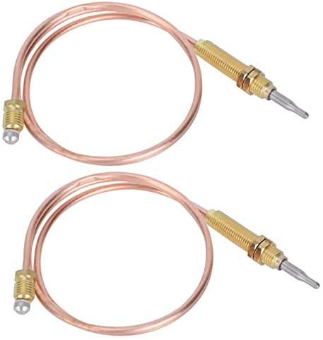 Beufee 2Pcs M8 Thread Thermocouple Probe, Universal Thermocouple Fireplace Gas Stove Replacement Kit for Gas Furnaces, Boilers and Water Heaters, 23.6inch
