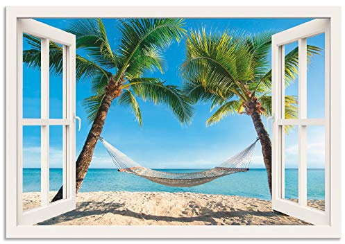 ARTland Wanddeko Wandbild Alu Verbundplatte für Innen & Outdoor Bild 100x70 cm Landschaften Fensterblick T4TQ
