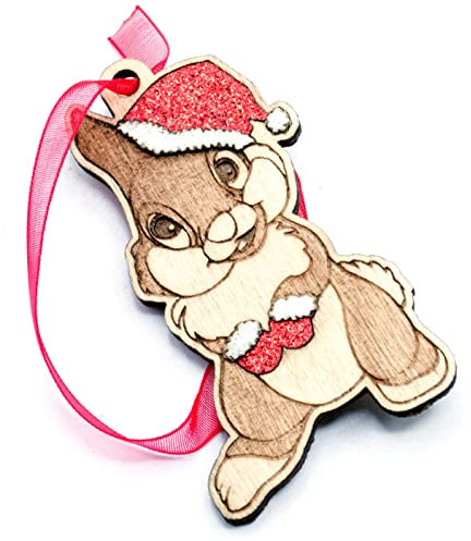 Boule de Noël en bois Panpan, pailletée thème dessins animés, enfant, souris, 3mm d'épaisseur