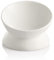 Sweejar Ceramic Raised Cat Bowls, Slanted Cat Dish Food or Water Bowls, Elevated Porcelain Pet Feeder Bowl Protect Cat's Spine, Stress Free, Backflow Prevention (WhiteNew)
