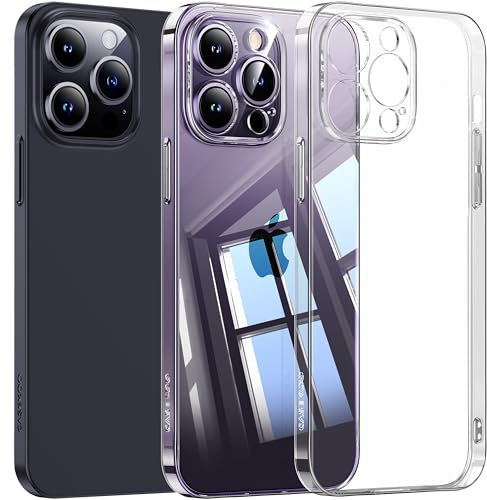 CASEKOO [100% Niemals Gelb Ultra Dünn & Ultra Klar für iPhone 14 Pro Max Hülle, 360°Militärschutz Handyhülle Lückenloser Kameraschutz Robuste Stabile Schutzhülle Extrem Slim Hard Case - Durchsichtig