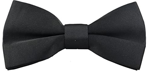 Bow Tie Black Satin Clip On Mens Boys Unisex Tuxedo Shirt Classic Bowtie