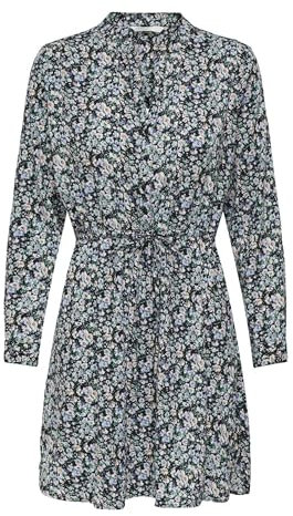 ONLY Damen Onlcory L/S V-Neck Tunic WVN Noos, Black/AOP:Aura Flower, XXS