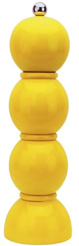 Addison Ross Bobbin Salt or Pepper Mill – Easy Twist Ceramic Grinder – Sustainable Rubber Wood – Modern Design – Ideal Wedding Gifts or Housewarming Gift – Kitchen Accessories – Yellow – 24cm