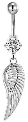 BEDT Strandzubehör Frauen Naval Piercing Ringe 16g 10mm Curved Barbell Anker Feder Anhänger Bauchnabel Bar Schmuck