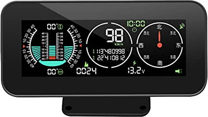 MOMOTOU M60 Auto Neigungsmesser Digital GPS HUD Neigungswinkel Neigungsmesser MPH Tachometer Kompass Digitaler Neigungswinkel Höhenmesser für Offroad-SUV-Fahrzeuge (M60)