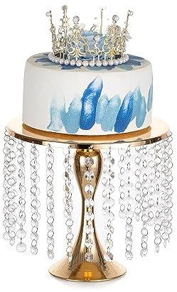 Inweder Soporte para tartas de boda – Soporte redondo de metal de 25 cm para tartas, soporte alto de pedestal para tartas, soporte dorado para magdalenas para té de la tarde, mesa de postre, fiesta,