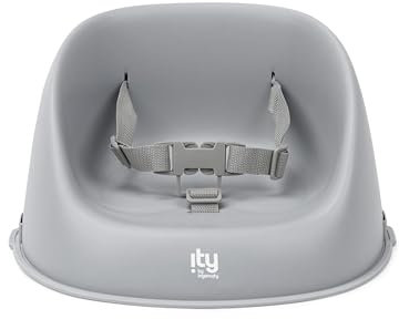 Silla elevadora de comida para bebés fácil de limpiar My Spot de ity by Ingenuity, arnés de 3 puntos de anclaje, correas extraíbles lavables - Gris