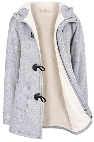 Vancavoo Cappotto Donna Invernale Felpa con Cappuccio Caldo Giacca Casual Slim Autunno Giubbotto Eleganti Felpa Cardigan con Tasche,Grigio Chiaro,L