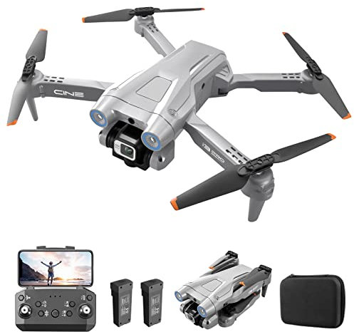 Drohne mit Kamera 4K, Faltbar RC Drohne RC Quadrocopter mit 1080P HD Dual Kamera, FPV Übertragung, 2 Batterien, Gestensteuerung, Höhenhaltung, One Key Start/Landen 3D Flips für Anfänger (Grau)