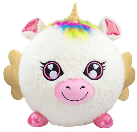 ColorBaby Biggies - Unicornio Peluche, Incluye hinchador de pie, Tamaño XXL, Juguetes Sorpresa, Pelota Suave, Animales de Juguete, Regalo niña 3 años, Peluches Regalo
