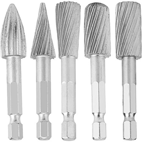 5 Uds Herramientas de Limas Rotativas de Rebabas de Acero de Alta Velocidad con Hardware de Vástago Hexagonal Herramientas de Limas Rotativas para Hardware de Aluminio y Hierro