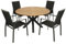 DEGAMO Gartengarnitur Madeira 5-teilig, 4X Stapelsessel anthrazit und 1x Gartentisch Metall mit Tischplatte Akazie 130cm rund, Outdoor