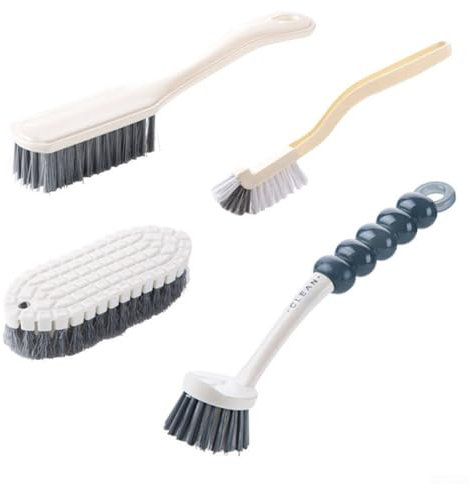 Biegbare Reinigungsbürste mit Griff, Schuhbürste, Kunststoff-Topfbürste, Badezimmerbürste, Wäschebürste, 4-teiliges Set