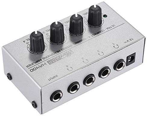 COMETX Amplificador portátil HA400 ultra compacto 4 canales mini audio estéreo amplificador de auriculares con adaptador de corriente