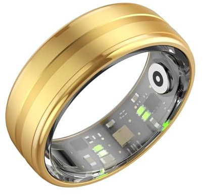 Smart Ring Contapassi, cardiofrequenzimetro, monitoraggio del sonno, sport, fitness, tracker per uomo e donna, anello intelligente Android Smartring, anello fitness da uomo, colore oro nero