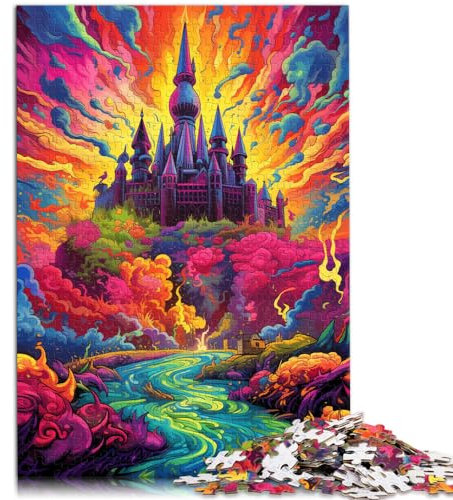 Puzzle für Puzzle „Bunte Psychedelie im Windsor Castle“ 1000-teiliges Puzzle für Erwachsene, Holzpuzzle, Heimdekoration, 1000 Teile (50 x 75 cm)