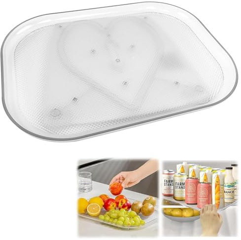 OWLMATE 360° Drehbarer Drehteller Organizer für Kühlschrank, Lazy Susan Transparent, Küchen Organizer