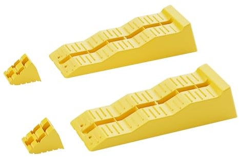 WilTec Cales de Niveau en Lot de 2 avec butoir, 3 Niveaux de Hauteur 40/70/100 mm, Cales de Roue d’Une capacité de Charge Max. de 3 t, Cales de Compensation pour Camping-Car