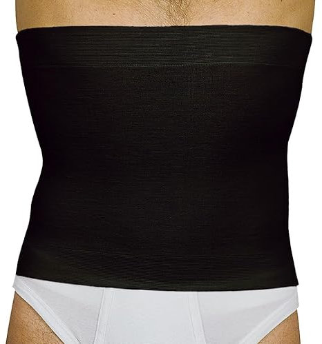 MANIFATTURA BERNINA Elan 500627 (Größe 6 schwarz) - Thermo-Wärmegürtel Bauchwärmer aus Merinowolle und Baumwolle Höhe 27