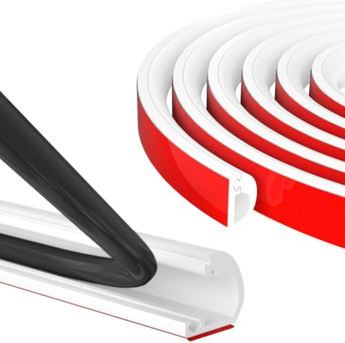 IVEOPPE Flexibler Kabelkanal Selbstklebend - 6m x 14mm x 10mm, Seitliche Öffnung, PVC, für 1 Kabel, Weiß