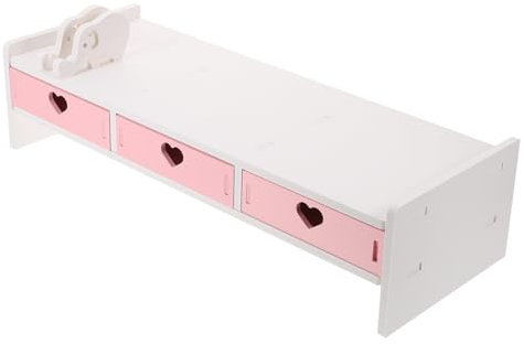Housoutil Support Écran Ordinateur Réhausseur De Bureau Durable Et Pratique Pour Écran Pc Et Clavier Rose Et Blanc