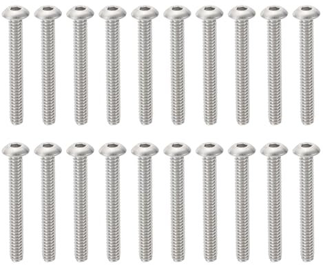 PATIKIL #10-24 * 1-1/2 Vis à tête cylindrique à six pans creux, 20 pièces en acier inoxydable 304 18-8 Boulons de vis à tête cylindrique à six pans creux Allen Filetage complet UNC