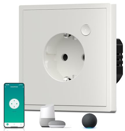 BSEED Wlan Steckdose Matt, Smart Steckdose Unterputz, mit Zeitschaltur, S-Serie,1 Fach, 86mm Weiß