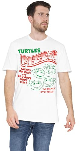 TMNT Turtles Pizza Unisex T Shirt, White, Medium