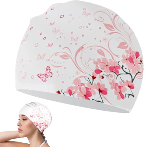 Colorich Silikon Badekappe Damen Mädchen Lange Haare, Badehaube Damen Schwimmkappe, Swimming Cap, Bademütze Schwimmhaube für Kurze und Lange Haare, Wasserdicht, Bequem