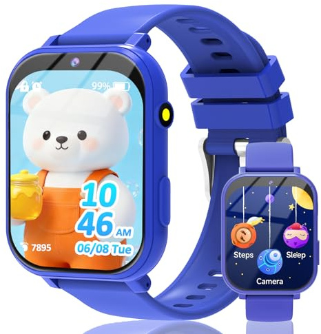 Smartwatch Kinder Smartwatch –1.83in Armbanduhr für Jungen und Mädchen | Kinder Fitnessuhr 18 Lernspielen/Schrittzähler/Schlafaufzeichnung/Taschenlampe/Rechner/praktische Armbanduhr