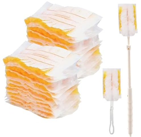 20Pack Duster Refills Compatible with Flash Dusters, Multi Surface 180 Degree Fluffy Disposable Dusters Magnet Kit with Extended Handle for Household Cleaning and Dust Removal