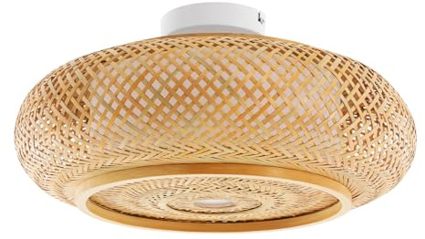 Rattan Gelb Lampe, Deckenlampe, Deckenleuchte aus Jute Geflecht, Hängelampe, moderne Ambientebeleuchtung für Schlafzimmer, als Deckenlampe Wohnzimmer oder Ceiling Light über Esstisch