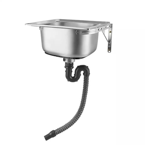 Lavello di Servizio in Acciaio Inossidabile, Lavandino da Cucina a Parete, Lavabo Commerciale per Ristorante, Fattoria, Bagno, Lavanderia(48x35cm)