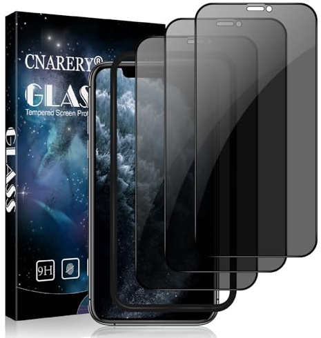 Cnarery 3 Pack for iPhone 11 Pro/X/XS Privacy Screen Protector | Anti-Scratch, Anti Spy, Case-Friendly, 9H Hardness Full Coverage Tempered Glass Film With Installation Frame