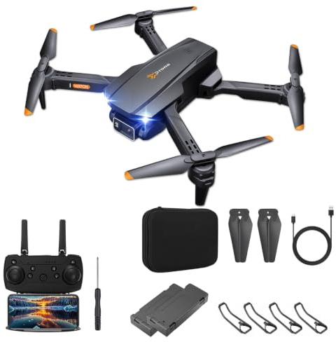 Drohne mit Kamera 4K für Anfänger, Kinder und Erwachsene, Mini Drohne mit WiFi, 2 Akkus, Ein-Knopf Start/Landung, faltbarer RC Quadcopter, Schwarz