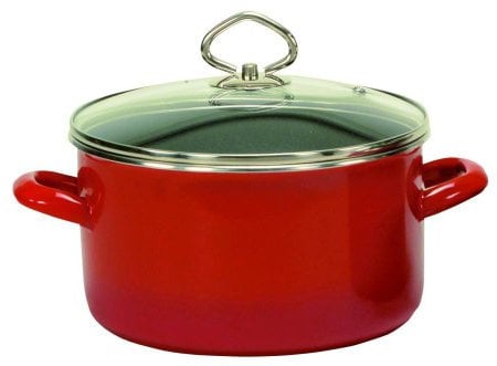 Karl Kruger Olla para Carne Serie Roma, 3 l, Esmalte, Rojo, 28x21x12 cm