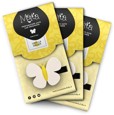 Autoduft zum Einstecken in die Lüftungsschlitze Vanille und Ingwer 3 Stück Marta La Farfalla