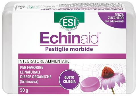 ESI - Echinaid Pastiglie Morbide, Caramelle Gola con Echinacea e Vitamina C, Favoriscono le Difese Immunitarie Contro Malanni Tipici della Stagione Invernale, Senza Glutine e Vegan, 50 g