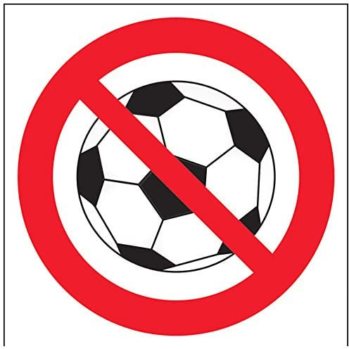 vsafety 51015 at-r Prohibition Logo Sign, en plastique rigide, pas de jeux de ballon, Carré, 200 mm x 200 mm, noir, rouge