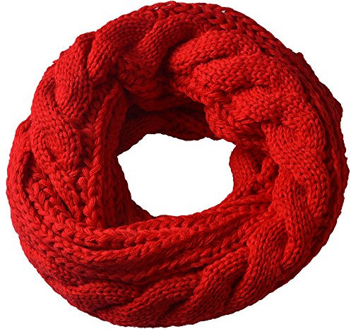 Miobo Strick Loop Schal, Winterschal, Wolle warmen, Hochwertiges, Unisex mit Einheitsgröße, 65 x 30cm, Rot